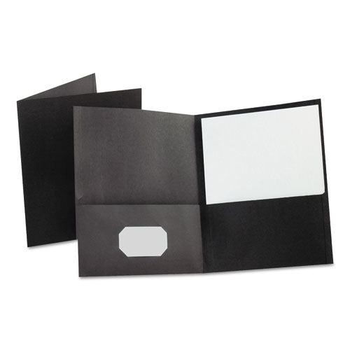 Leatherette Two Pocket Portfolio, 8 1-2" X 11", Black, 10-pk