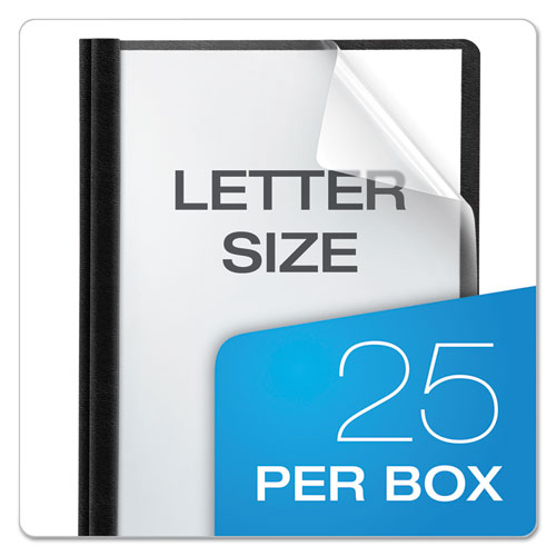Premium Paper Clear Front Cover, 3 Fasteners, Letter, Black, 25-box