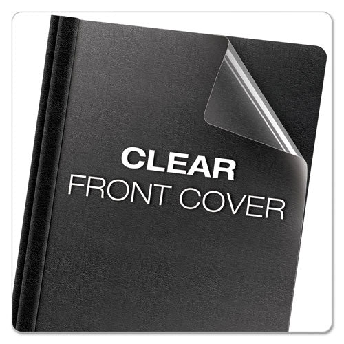 Premium Paper Clear Front Cover, 3 Fasteners, Letter, Black, 25-box