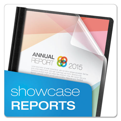 Premium Paper Clear Front Cover, 3 Fasteners, Letter, Black, 25-box