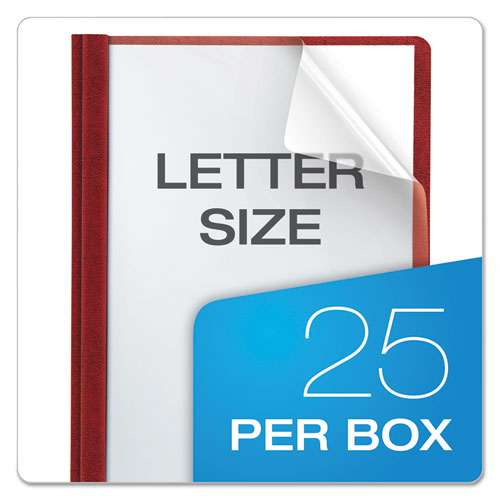 Premium Paper Clear Front Cover, 3 Fasteners, Letter, Red, 25-box