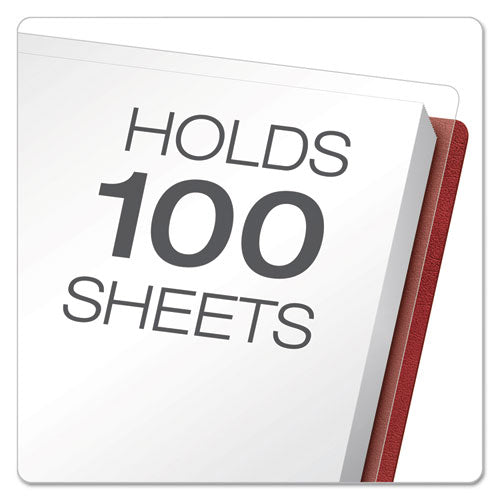 Premium Paper Clear Front Cover, 3 Fasteners, Letter, Red, 25-box