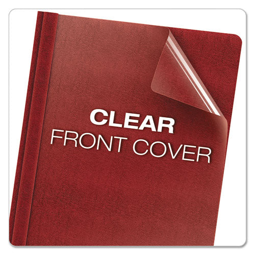 Premium Paper Clear Front Cover, 3 Fasteners, Letter, Red, 25-box