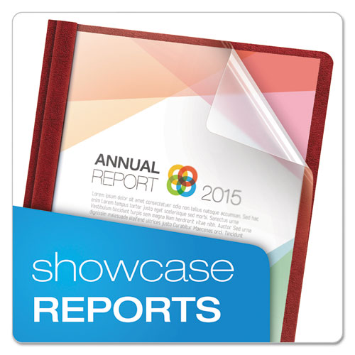 Premium Paper Clear Front Cover, 3 Fasteners, Letter, Red, 25-box