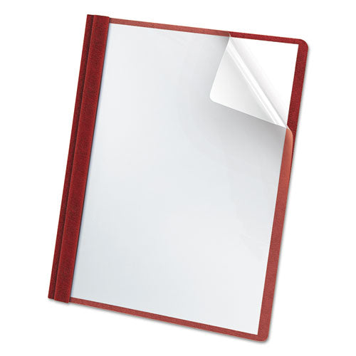 Premium Paper Clear Front Cover, 3 Fasteners, Letter, Red, 25-box