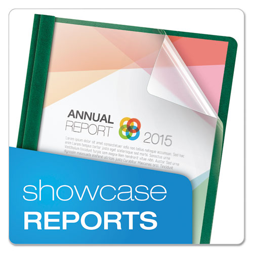 Premium Paper Clear Front Cover, 3 Fasteners, Letter, Green, 25-box