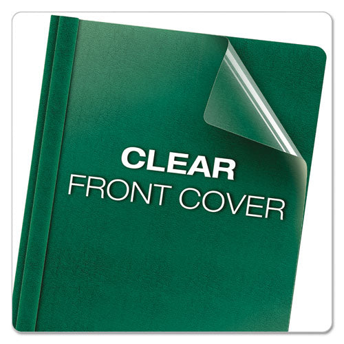 Premium Paper Clear Front Cover, 3 Fasteners, Letter, Green, 25-box