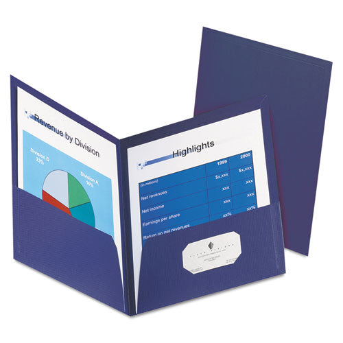 Honeycomb High-capacity Twin Pocket Folders, 1" Capacity, Dark Blue, 4-pack