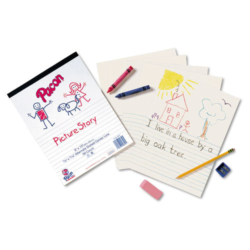 Multi-program Picture Story Paper, 16 Lb, 1-2" Long Rule, One-sided, 9 X 12, 500-pack