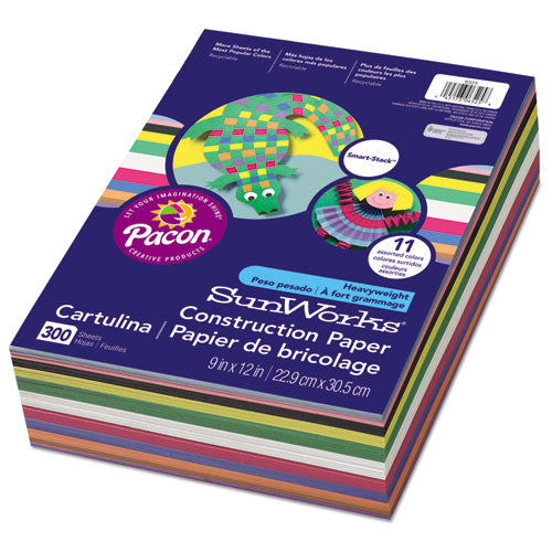 Construction Paper Smart-stack, 58lb, 12 X 18, Assorted, 150-pack