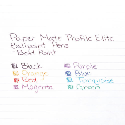 Profile Elite Retractable Ballpoint Pen, Bold 1.4mm, Black Ink, Black Barrel