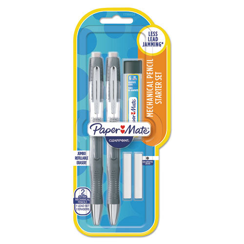 Clearpoint Elite Mechanical Pencils, 0.5 Mm, Hb (#2), Black Lead, Black Barrel, 2-pack
