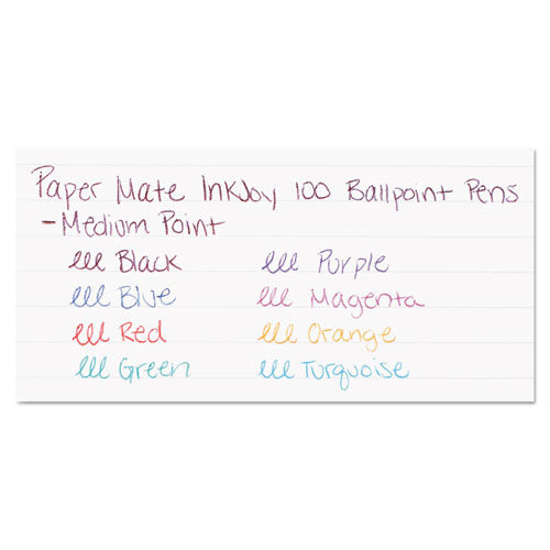 Inkjoy 100 Stick Ballpoint Pen, Medium 1mm, Assorted Ink-barrel, 8-set