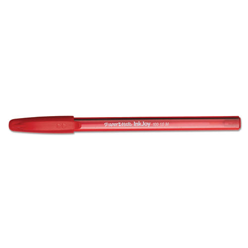 Inkjoy 100 Stick Ballpoint Pen, Medium 1mm, Red Ink-barrel, Dozen