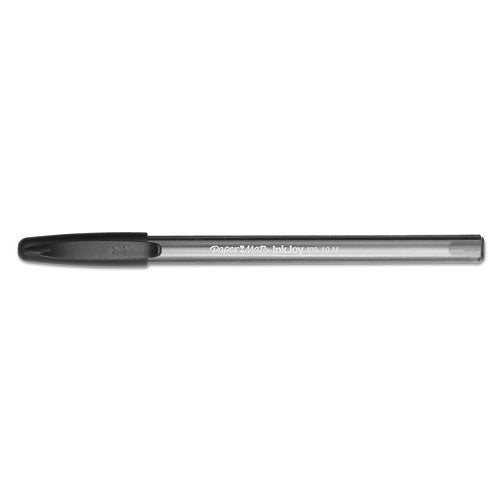 Inkjoy 100 Stick Ballpoint Pen, Medium 1mm, Black Ink-barrel, Dozen