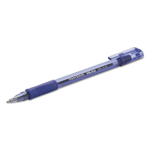 Inkjoy 300 Stick Ballpoint Pen, 1mm, Blue Ink, Translucent Blue Barrel, Dozen