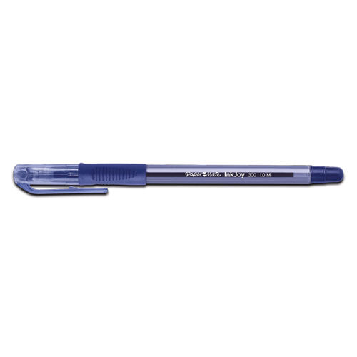 Inkjoy 300 Stick Ballpoint Pen, 1mm, Blue Ink, Translucent Blue Barrel, Dozen