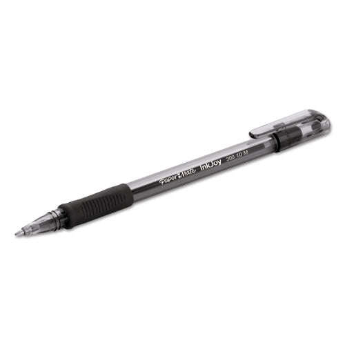 Inkjoy 300 Stick Ballpoint Pen, Medium 1mm, Black Ink, Smoke Barrel, Dozen