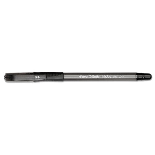 Inkjoy 300 Stick Ballpoint Pen, Medium 1mm, Black Ink, Smoke Barrel, Dozen