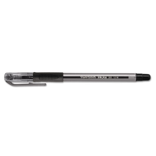 Inkjoy 300 Stick Ballpoint Pen, Medium 1mm, Black Ink, Smoke Barrel, Dozen