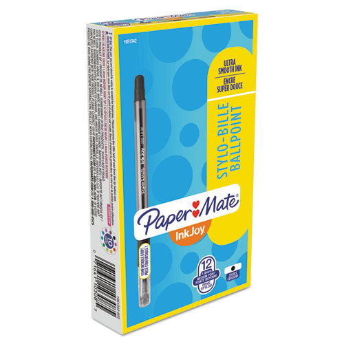 Inkjoy 300 Stick Ballpoint Pen, Medium 1mm, Black Ink, Smoke Barrel, Dozen