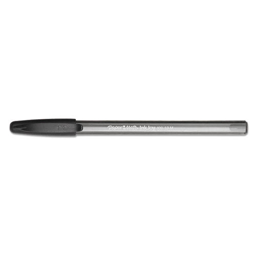 Inkjoy 100 Stick Ballpoint Pen Value Pack, 1mm, Black Ink, Smoke-black Barrel, 48-box