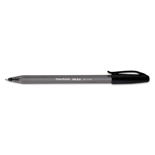 Inkjoy 100 Stick Ballpoint Pen Value Pack, 1mm, Black Ink, Smoke-black Barrel, 48-box
