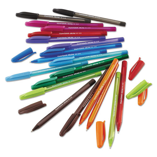 Inkjoy 100 Stick Ballpoint Pen Value Pack, 1mm, Black Ink, Smoke-black Barrel, 48-box