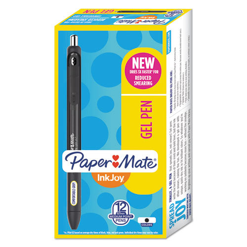 Inkjoy Retractable Gel Pen, Medium 0.7mm, Black Ink-barrel, Dozen