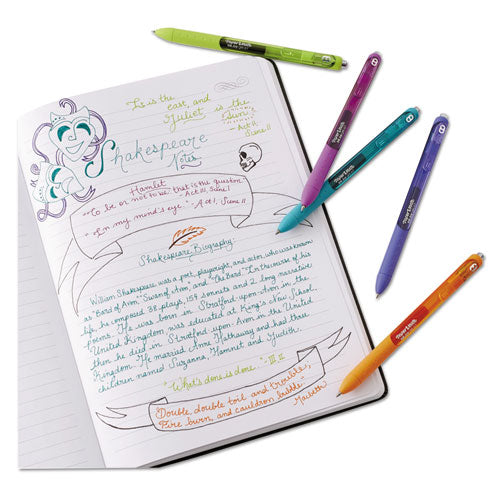 Inkjoy Retractable Gel Pen, Medium 0.7mm, Black Ink-barrel, Dozen
