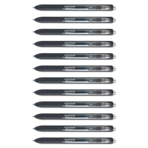 Inkjoy Retractable Gel Pen, Micro 0.5mm, Black Ink-barrel, Dozen