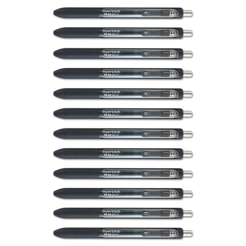 Inkjoy Retractable Gel Pen, Micro 0.5mm, Black Ink-barrel, Dozen