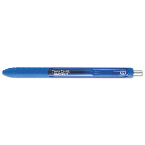Inkjoy Retractable Gel Pen, Micro 0.5mm, Blue Ink-barrel, Dozen