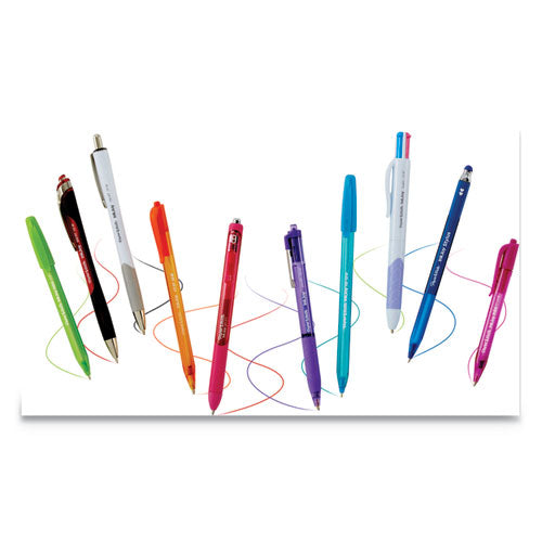 Inkjoy 50st Stick Ballpoint Pen, Medium 1mm, Black Ink, Clear Barrel, Dozen