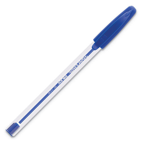 Inkjoy 50st Stick Ballpoint Pen, Medium 1mm, Blue Ink, Clear Barrel, Dozen