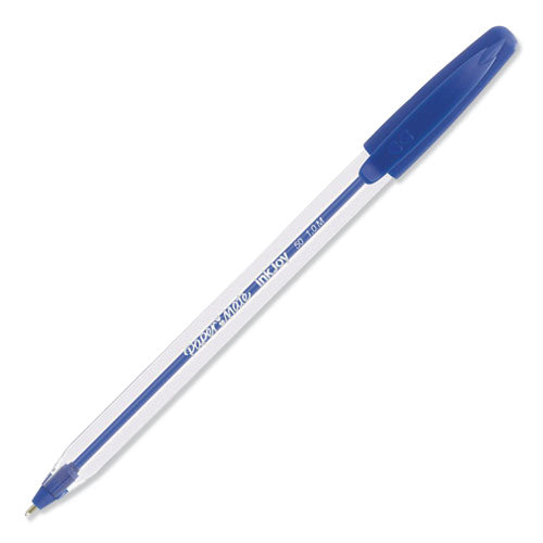Inkjoy 50st Stick Ballpoint Pen, Medium 1mm, Blue Ink, Clear Barrel, Dozen