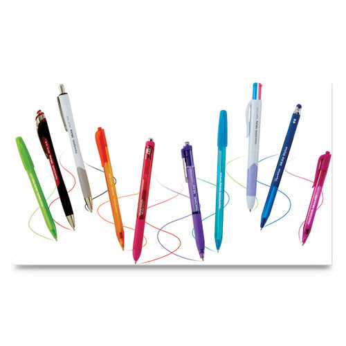 Inkjoy 50st Stick Ballpoint Pen, Medium 1mm, Blue Ink, Clear Barrel, Dozen