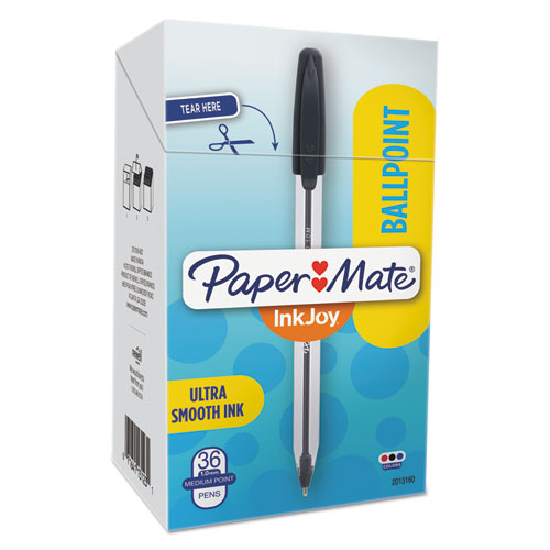 Inkjoy 50st Stick Ballpoint Pen, Medium 1mm, Assorted Ink-barrel, 36-pack
