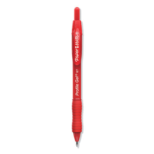 Profile Retractable Gel Pen, Medium 0.7 Mm, Red Ink, Translucent Red Barrel, Dozen
