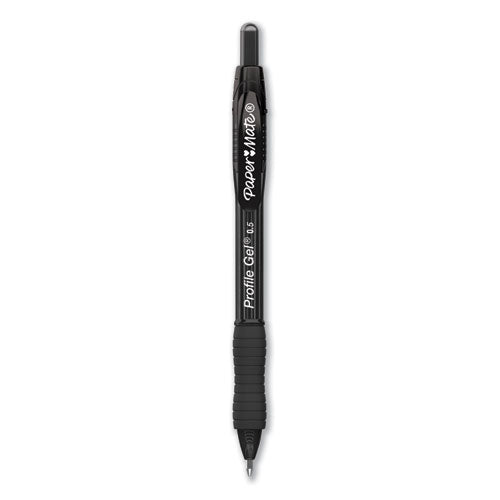 Profile Retractable Gel Pen, Fine 0.5 Mm, Black Ink, Translucent Black Barrel, Dozen