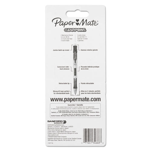 Clear Point Mechanical Pencil, 0.5 Mm, Hb (#2.5), Black Lead, Randomly Assorted Barrel Colors, 2-pack