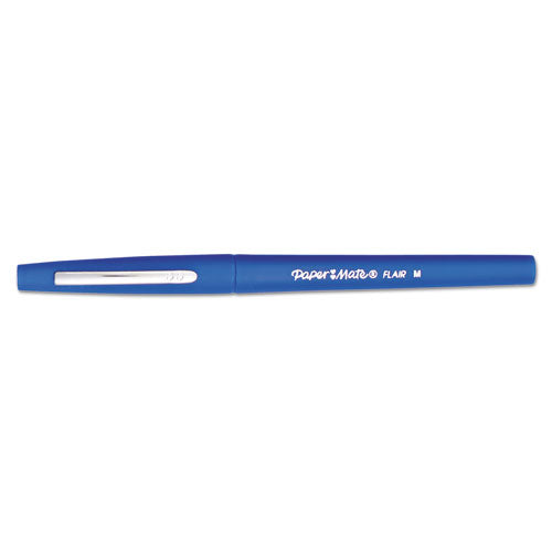 Point Guard Flair Stick Porous Point Pen, Medium 0.7mm, Blue Ink-barrel, Dozen
