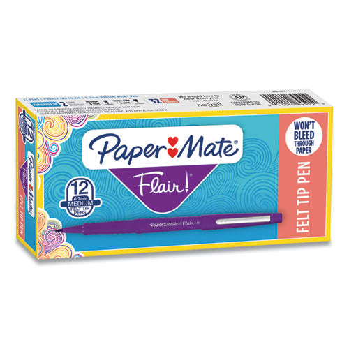 Point Guard Flair Stick Porous Point Pen, Medium 0.7mm, Purple Ink-barrel, Dozen