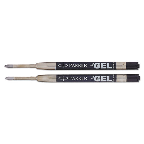 Refill For Parker Retractable Gel Ink Roller Ball Pens, Medium Point, Black Ink, 2-pack