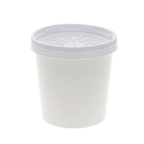 Paper Round Food Container And Lid Combo, 16 Oz, 3.75" X 3.88", White, 250-carton