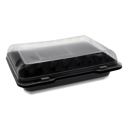 Clearview Smartlock Dual Color Hinged Lid Containers, 4-compartment, 10.75 X 8 X 3.25, Black Base-clear Top, 125-carton