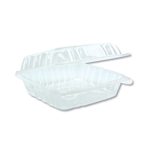 Clearview Smartlock Dual Color Hinged Lid Containers, 4-compartment, 10.75 X 8 X 3.25, Black Base-clear Top, 125-carton