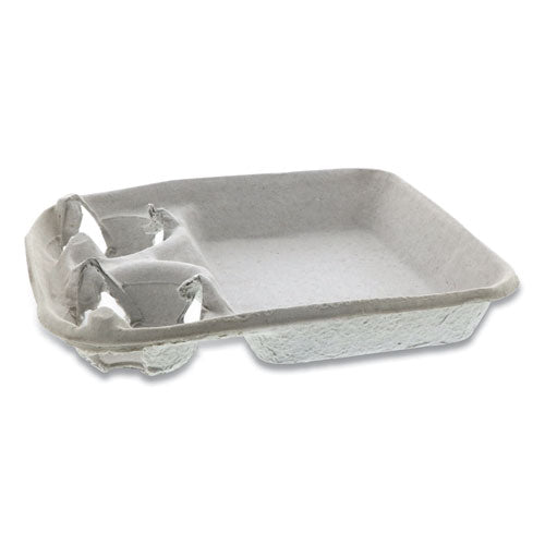 Earthchoice Two-cup Carrier With Food Tray, 8-24 Oz, Two Cups, 200-carton