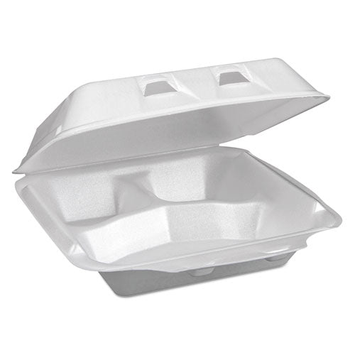 Foam Hinged Lid Containers, Single Tab Lock, 5.13 X 5.13 X 2.5, 1-compartment, White, 500-carton