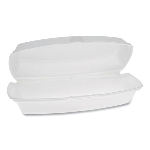 Foam Hinged Lid Containers, Single Tab Lock Hot Dog, 7.25 X 3 X 2, 1-compartment, White, 504-carton